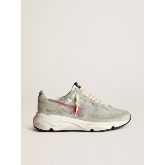 Women's Running Sole in silver leather with ice-gray inserts