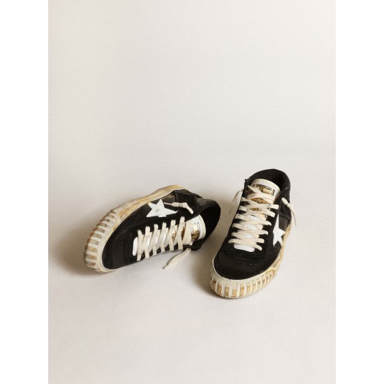 Women’s Mid Star in black nappa and suede with white leather star