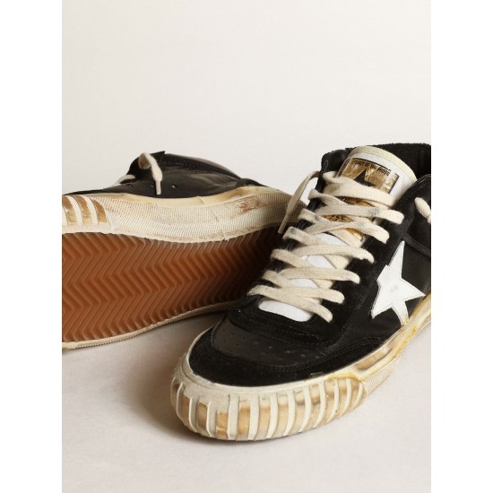 Women’s Mid Star in black nappa and suede with white leather star