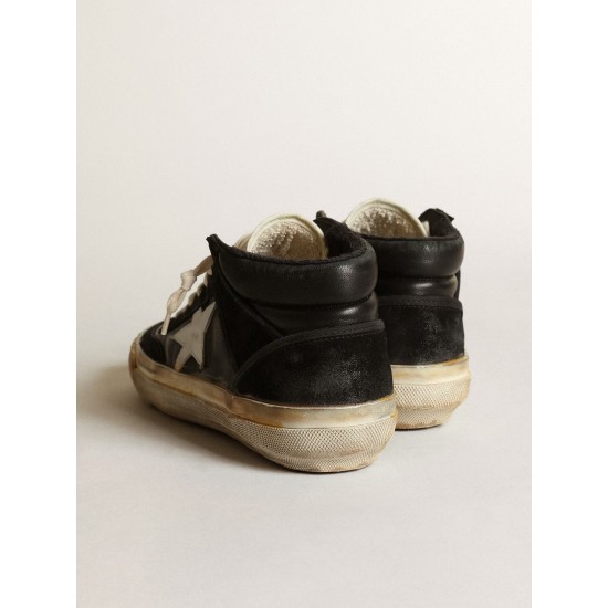 Women’s Mid Star in black nappa and suede with white leather star