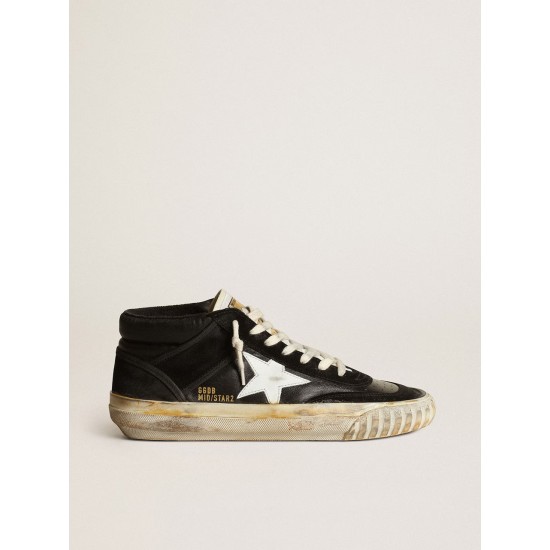 Women’s Mid Star in black nappa and suede with white leather star