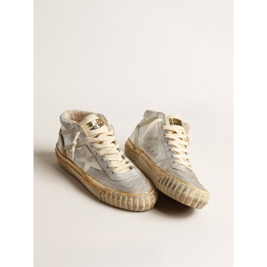 Women’s Mid Star in silver metallic leather with ivory star