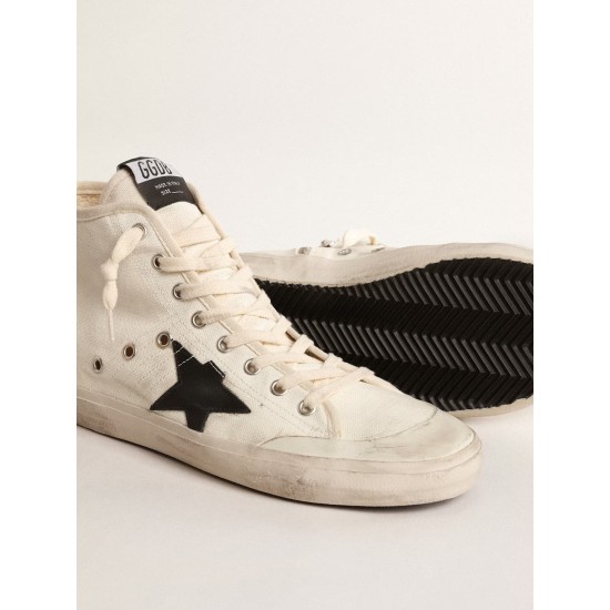 Francy Penstar in canvas with black star and red stitching
