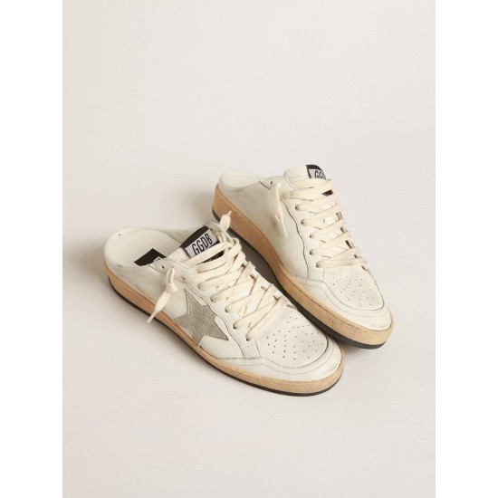Ball Star Sabots in nappa leather with ice-gray suede star