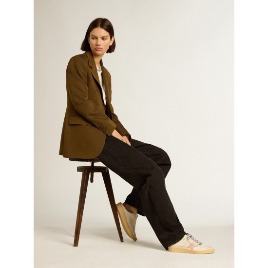 Ball Star Sabots in white nappa with an old-rose leather star