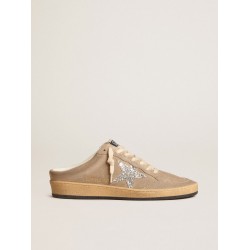 Ball Star Sabots in dove-gray suede with silver glitter star