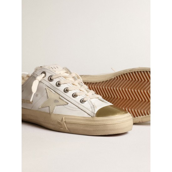 V-Star sneakers with leather star and beige shearling lining