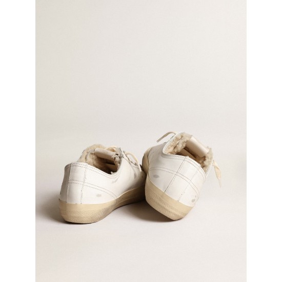 V-Star sneakers with leather star and beige shearling lining