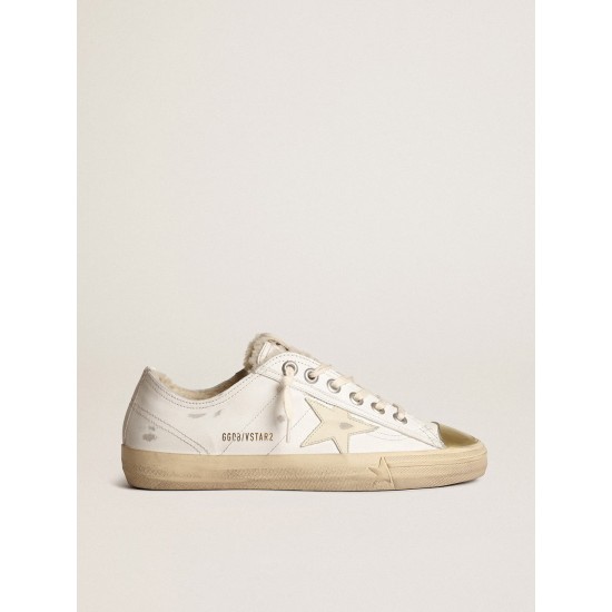 V-Star sneakers with leather star and beige shearling lining