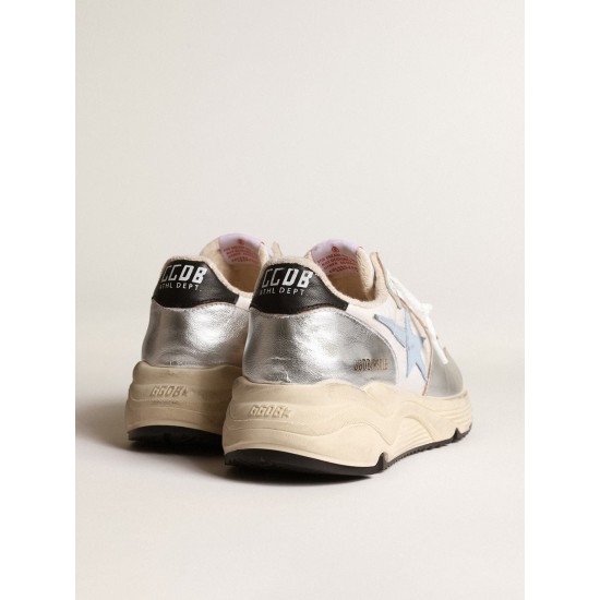 Running Sole in nylon and silver metallic leather with light blue star