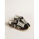 Women’s Super-Star in black leather and suede with silver studs