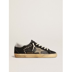 Women’s Super-Star in black leather and suede with silver studs