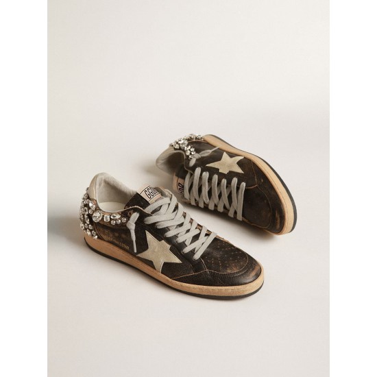 Ball Star in black leather with Swarovski crystal decoration