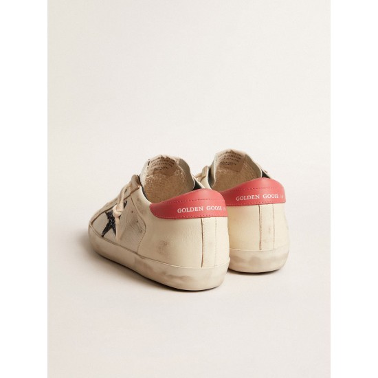 Women's Super-Star LTD in nappa with blue glitter star and red heel tab