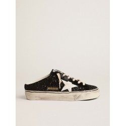 Super-Star Sabots in black glitter with white bio-based star