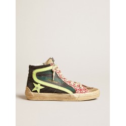 Women’s Slide LAB in camo canvas with yellow leather star and flash