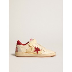 Women’s Ball Star LAB in cream-colored nappa with red suede star