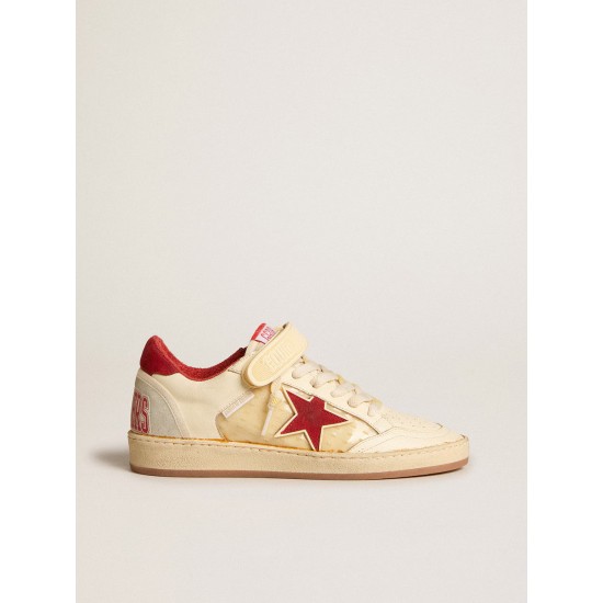 Women’s Ball Star LAB in cream-colored nappa with red suede star