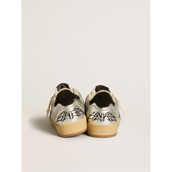 Ball Star LAB in silver leather with black suede star and heel tab