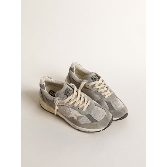 Dad-Star in suede and silver mesh with white leather star and heel tab