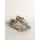 Dad-Star in suede and silver mesh with white leather star and heel tab