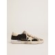 Super-Star in black glitter with cream star and suede inserts