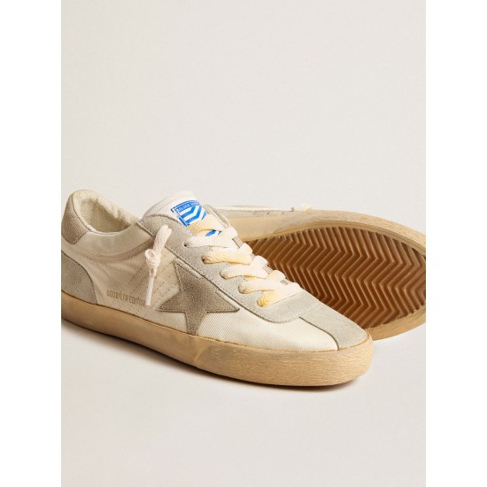 Women’s Super-Star LAB in nylon with dove-gray star and ice-gray suede inserts