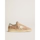 Stardan in old rose suede with white leather star and heel tab