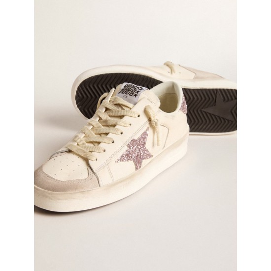 Women's Stardan in nappa and suede with pink glitter star and heel tab