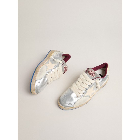 Women’s Ball Star Pro in silver metallic leather with cream-colored star