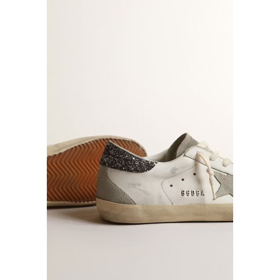 Women’s Super-Star with gray star and dark gray glitter heel tab