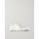 Superstar faux pearl-embellished distressed leather sneakers