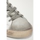 Superstar distressed leopard-print calf hair, leather and suede sneakers