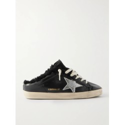 Super-Star Sabot distressed shearling-lined leather slip-on sneakers