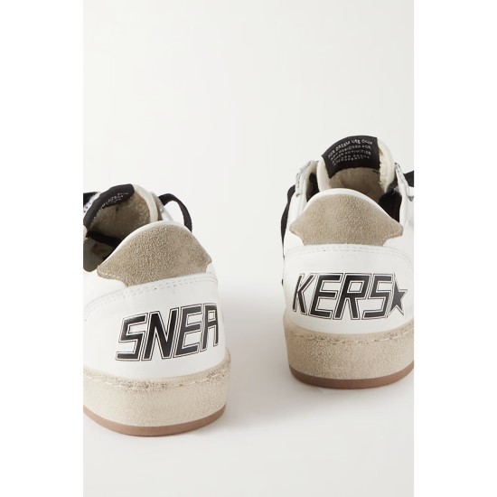 Ball Star distressed printed suede-trimmed leather sneakers