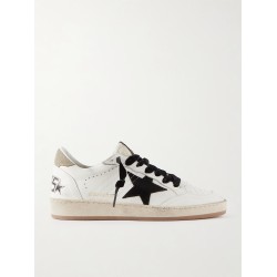 Ball Star distressed printed suede-trimmed leather sneakers