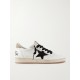 Ball Star distressed printed suede-trimmed leather sneakers