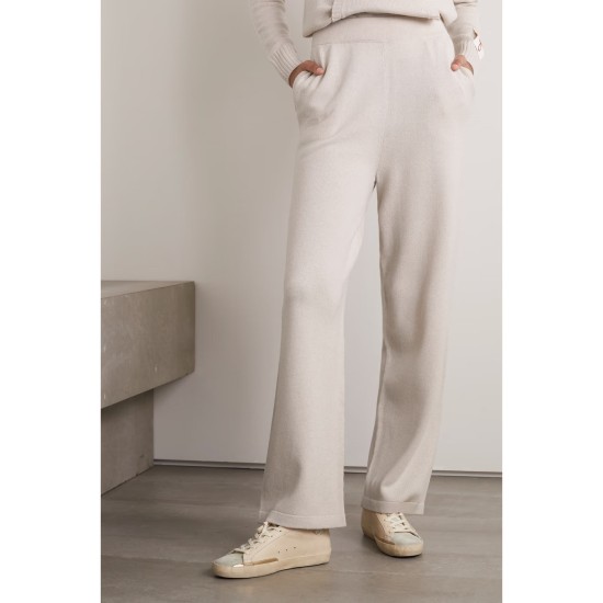Golden cashmere and wool-blend track pants