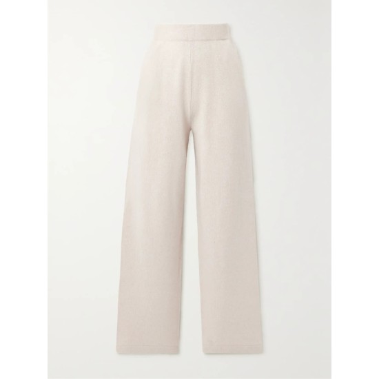 Golden cashmere and wool-blend track pants