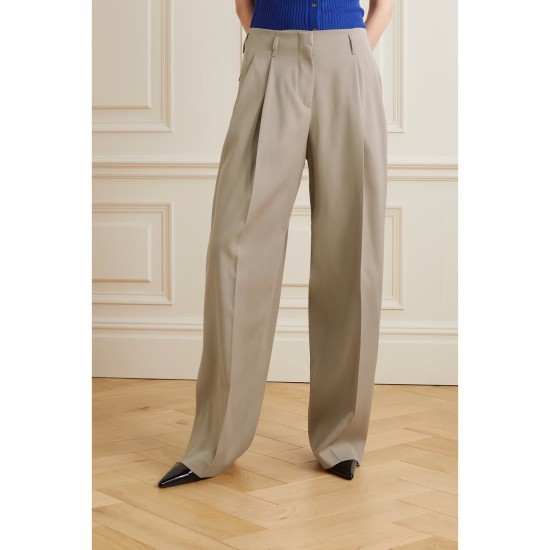 Wool-gabardine wide-leg pants