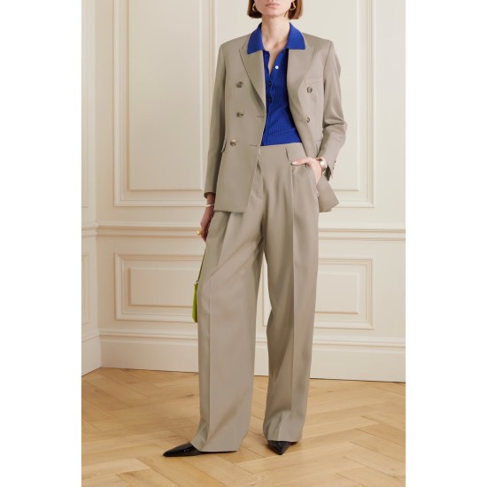 Wool-gabardine wide-leg pants