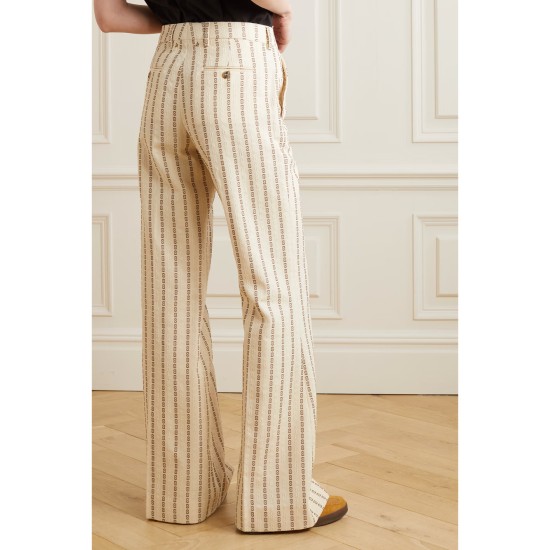 Journey cotton canvas-jacquard flared pants