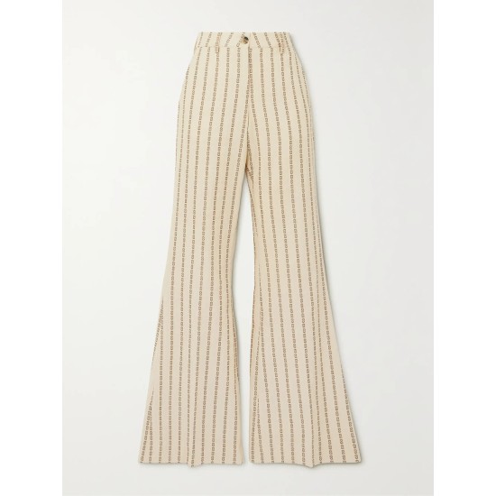 Journey cotton canvas-jacquard flared pants