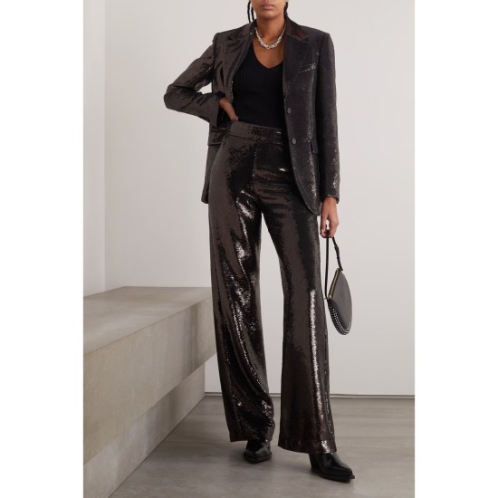 Journey sequined crepe wide-leg pants