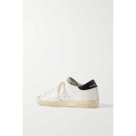 Super-Star distressed leather and suede sneakers