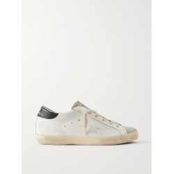 Super-Star distressed leather and suede sneakers