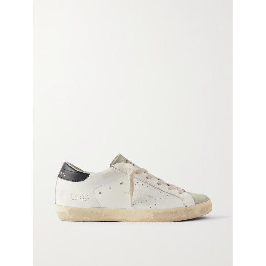 Super-Star distressed leather and suede sneakers