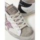 Superstar distressed glittered leather sneakers