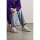 Mid Star distressed suede-trimmed metallic leather sneakers