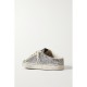 Super-Star Sabot distressed glittered leather and suede slip-on sneakers